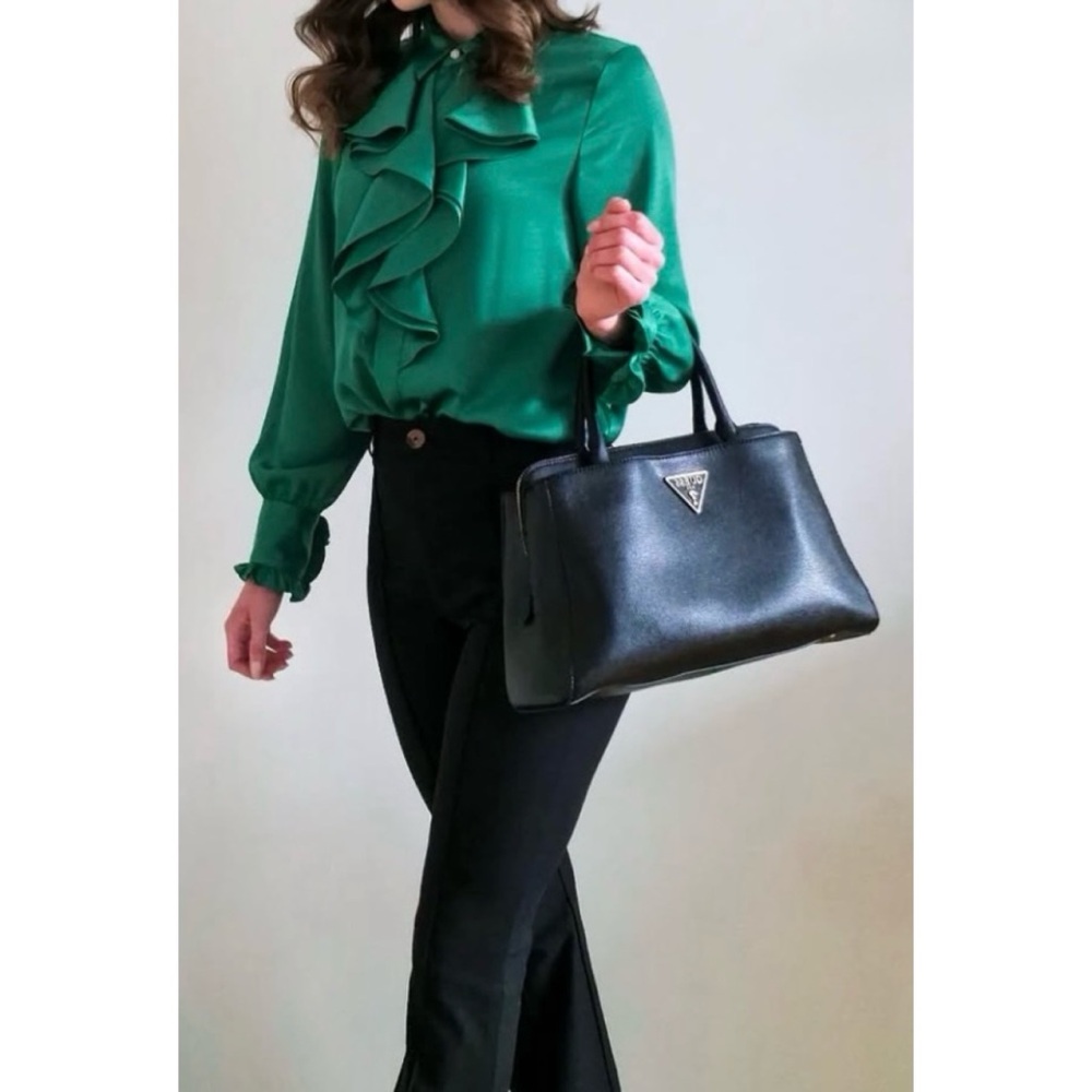 ZARA NWOT Ruffled Satin Shirt